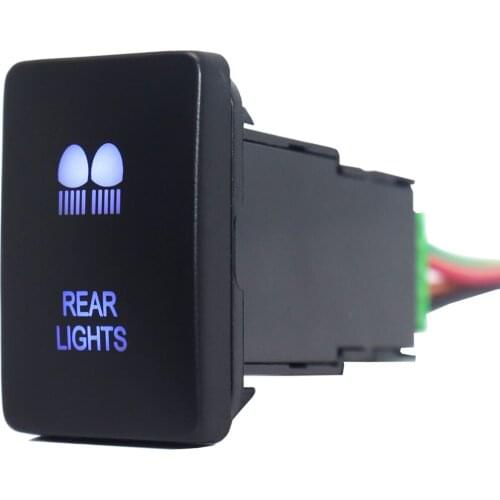 12V Rear Lights Push Button Switch ON-Off 3A Blue Led with Connector Wire Fit Toyota Hilux 2015/Prado 150 Series 2010-2014 RAV4