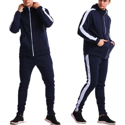 New Men Hoodies Suit Fleece Warm zipper Tracksuit Men Sweatshirt Suit Hoodie+Sweat pants Jogging Homme Hooded Tracksuit