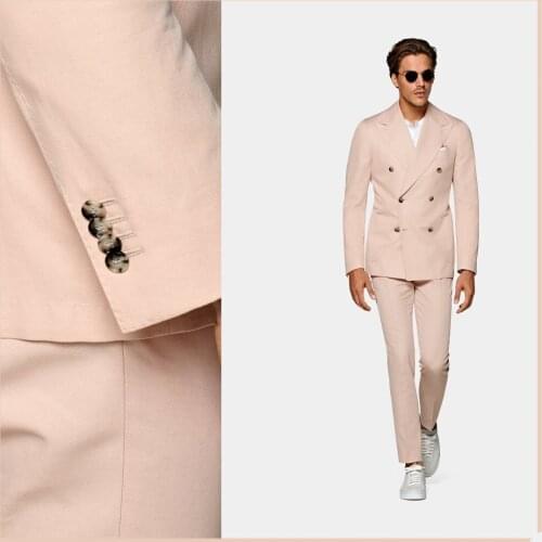 Handsome Men Tuxedos Custom Made Peaked Lapel Pocket Blazer Smart Casual Double Breasted Daily Streetwear Jacket 2 Pieces