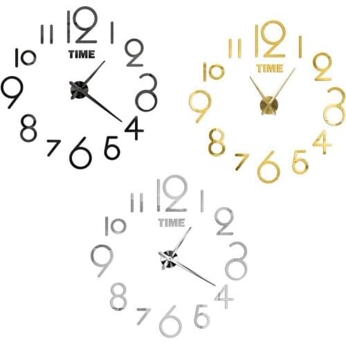 Creative Wall Clock Modern Design Frameless 3D DIY Plastic Frameless Large Silent Movement Wall Clock for Living Room Decor