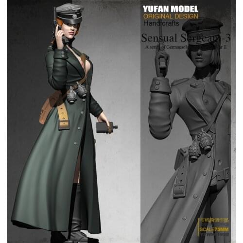 Yufan Model 1/24 Resin Kits Resin Soldier Womens Officer Colorless and Self-assembled 75mYfww-1998