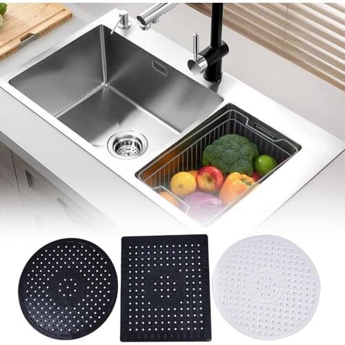Drying Anti Slip Sink Mat Soft Rubber Table Heat Insulation Tableware Quick Drain Mat Kitchen Bathroom Protector Sink Mat