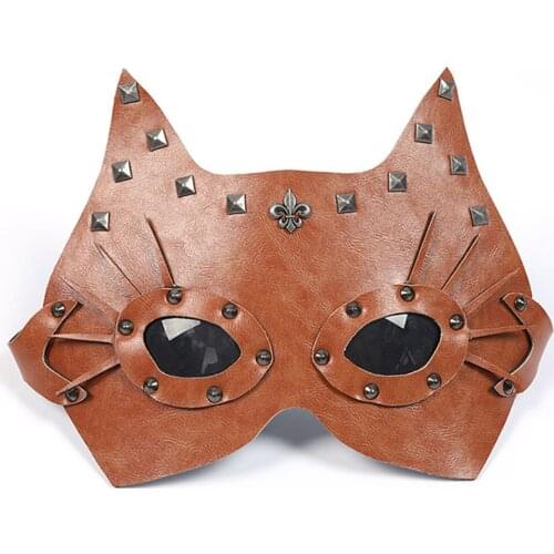 NEW mask cosplay Halloween Cat Mask Cosplay PU Leather Punk Masks Masquerade Halloween Party Costume Props
