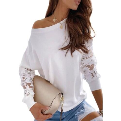 Autumn Lace Patchwork Women T-Shirts Casual O Neck Hollow Out See Through Long Sleeve Solid Pullover Tops Sexy Slim Ladies Tees