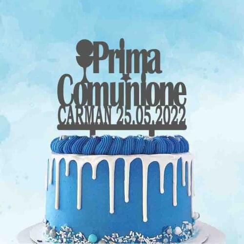 Personalized Party Topper Custom Name Date Italian Prima Comunione Cake Topper For Kids First Holy Communion Party Decoration