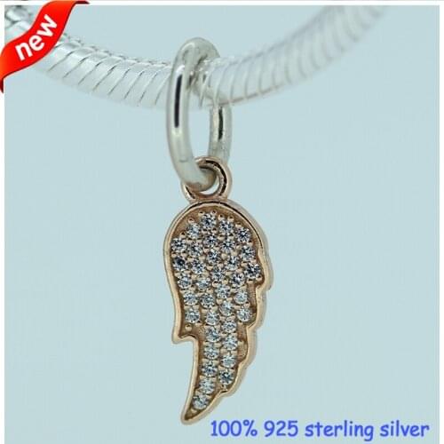 Fits Brand Charm Bracelet Authentic 925 Sterling Silver Beads Angel Wing Dangle Charms Beads Women DIY Jewelry For Choker