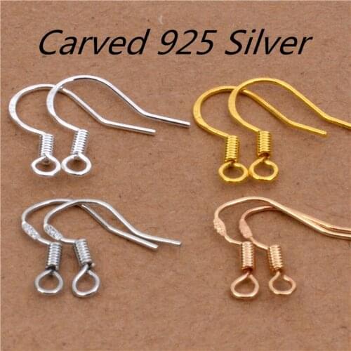 50Pcs/Lot Carved 925 Silver Jewelry Findings DIY Accessorie Wire Ear Hook Earrings Findings For Components DIY Ear Hook