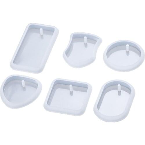 R2LE 6 Pcs Keychain Epoxy Resin Mold Hanging Pendant Silicone Mould DIY Crafts Mold