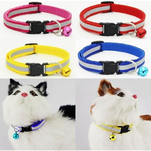 Adjustable Pet Cat Dog Puppy Reflective Collar Safety Buckle Bell Neck Strap Collar Safety Buckle Bell Neck Strap Collar Safety