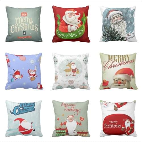 Christmas pillow case, Christmas tree Santa Claus deer elk cotton polyester throw pillow cushion cover pillow cover wholesale