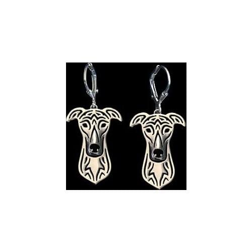 Dog earrings Handmade greyhound Carved hollow pendant jewelry golden colors plated fast delivery