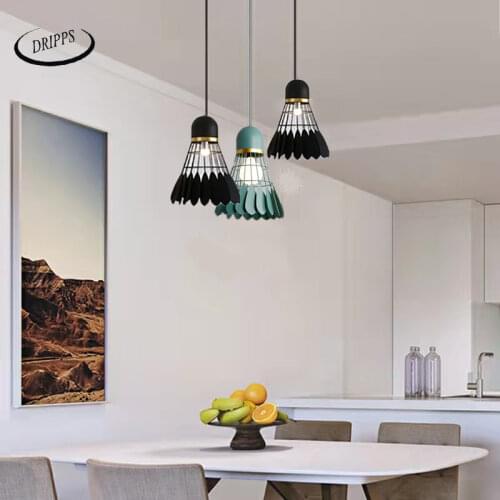 Nordic modern single head chandelier badminton restaurant LED light E27 fashion all-match living room light restaurant kitchen c