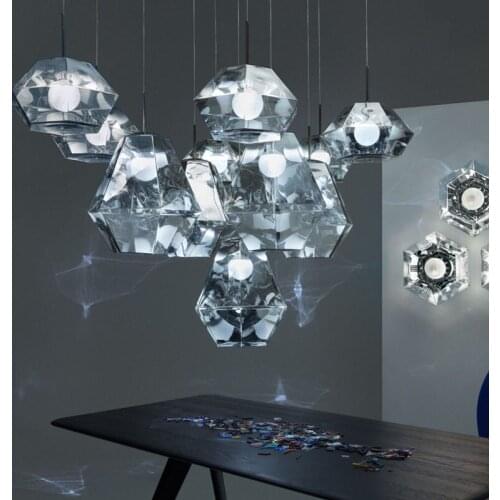 Modern Simple Pendant Lights Acrylic Art Deco Golden/Silver Diamond Shade Hanging Lamp For Restaurant Bar Livingroom Deco Maison