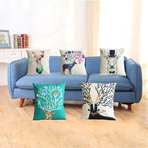 LED Nordic Original Retro Bear Deer Cushions home dorm decor 45Cmx45Cm Square Fabric Furniture Printed Pillow Case