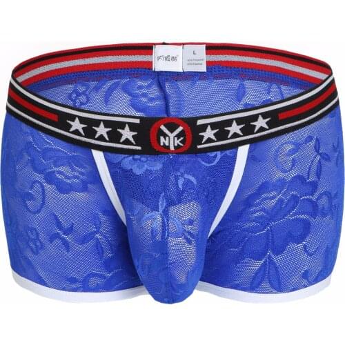 Mens Sexy Lace Jacquard Boxer Underwear Mens Sexy Transparent Breathable Low Waist Underwear mens boxers briefs men boxer