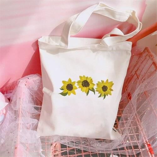 Three Sunflower Womens Bag Woman Shopper Totebag Canvas Free Shipping Bags Designer Handbags 2021 Printed Shopping Tote