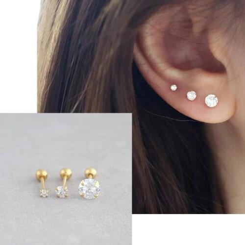 BOAKO Ins 1pcs Mini Diamond Earrings For Women 925 Sterling Silver Stud Earrings Piercing Jewelry Ear Cuffs Pendientes #4.1