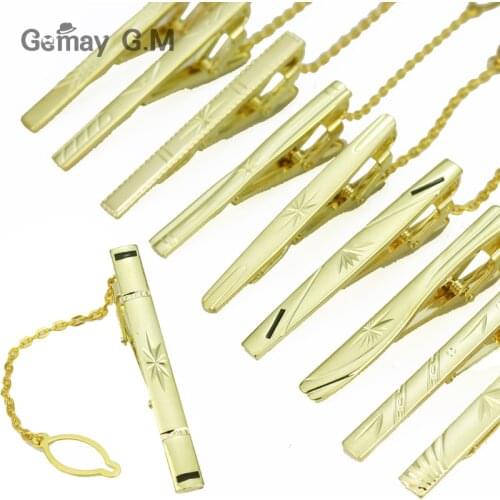 Golden Tie Clip For Men Classic Meter Tie Clips Copper Tie Bar Quality Enamel Tie Collar Pin Crystal
