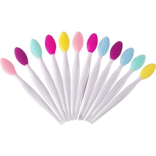 10Pic Smoother Lip And Nose Scrub Brush Silicone Exfoliating Lip Brush Double-Sided Soft Cleansing Nose Exfoliator Scrubber Tool