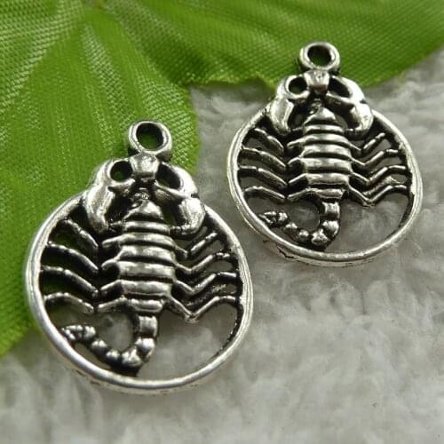 164 pieces antique silver scorpion charms 26x19mm #3958