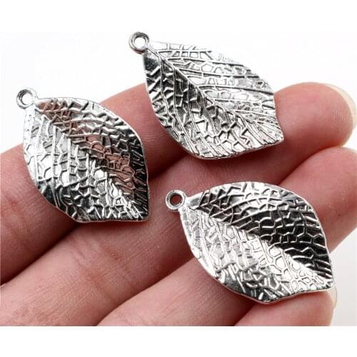 33x20mm 6pcs Antique Silver Plated Leaf Style Handmade Charms Pendant:DIY for bracelet necklace(P4-18)