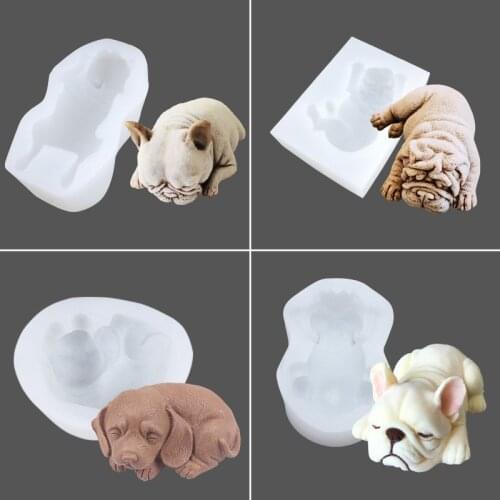 3d Sleeping Dog Silicone Mold Diy Soap Gypsum Resin Mold Chocolate Fondant Cake Decoration Handmade Creative Baking Appliances