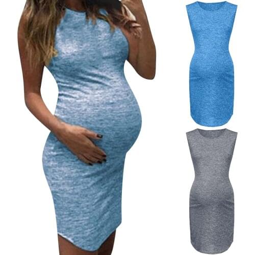 #45 Pregnancy Pyjama Summer Women Maternity Clothes Sleeveless Round Neck Vest Maternity Pencil Dress Ropa Premama Embarazadas