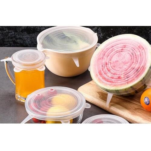 6PCS/Set Home Bowl Cover Universal Silicone Lids Stretch Suction Cover Cooking Pot Pan Silicone Cover Pan Spill Lid Stopper