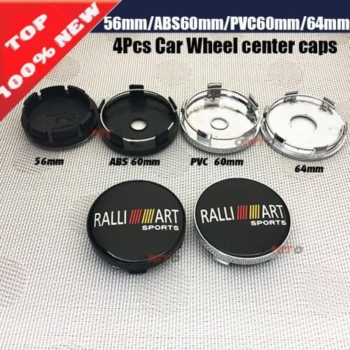 Accessories 4PCS/lot 60MM 56MM 64mm 135mm Wheel Caps Car styling 135mm RALLIART Sports logo Auto Car Wheel Center Cap Hub Caps