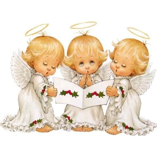 Diy 5D Diamond Painting Cross Stitch Three Christmas Angel Wall Sticker Painting Diamond Mosaic Full Diamond Embroidery Decor