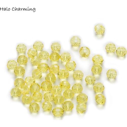 50 Piece Yellow Crystal Glass Rondelle Quartz Faceted Beads Jewelry Making For Handmade Bracelet Necklaces DIY 4-8mm
