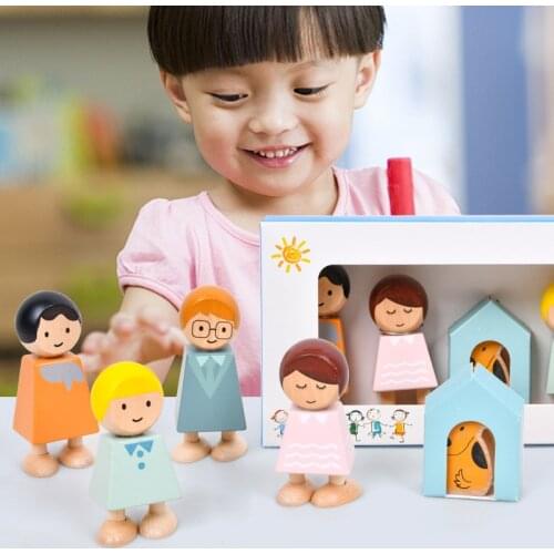 Children early education interesting characters building blocks wooden toys baby cognition family toys gift