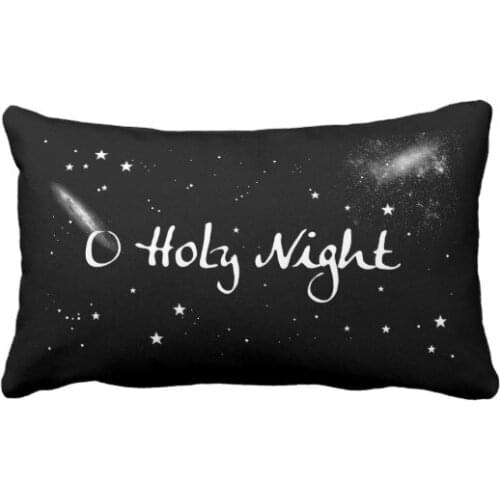 O holy night stars long holiday black lumbar Pillow case