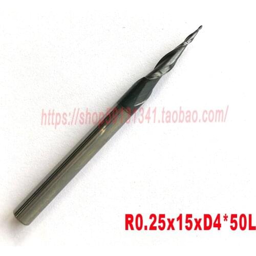 1pc R0.25*D4*15*50L*2F HRC55 Tungsten solid carbide Taper Ball Nose End Mill cone milling cutter cnc router bit wood knife tool