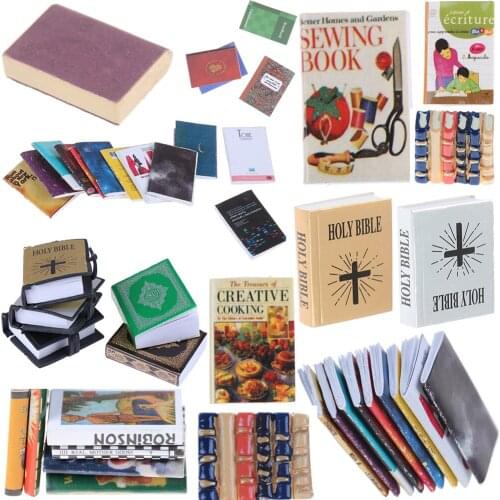 Books Newspaper Notebook Bookshelf Backpack Caculator Clamp Model Dollhouse Miniature Learning Accessories Doll House Kid Toys