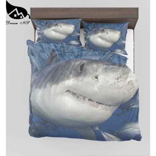 Dream NS Polyester/cotton super soft Bedroom bedding shark high definition print quilt cover pillowcase set MSY011