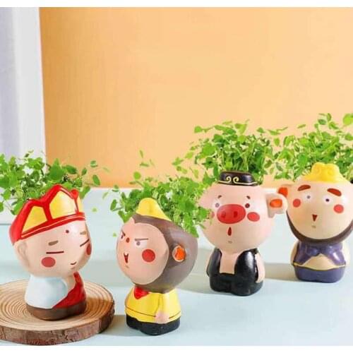 Creative Miniature Model Home Decoration Cartoon Succulent Flower Pot Creative Fairy Gardening Plants Potted Figure Flowerpots