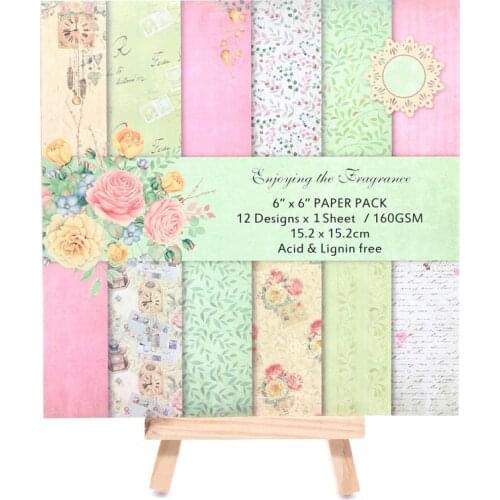 KSCRAFT 12pcs 6" Single-side Printed Retro Flowers pattern creative papercraft art paper handmade scrapbooking kit set books