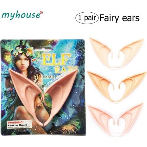 1Pair Angel Elf Latex Ears Realistic Halloween Party Elves Ears Soft Harmless Props Fairy Cosplay Costumes Hook Christmas Decor