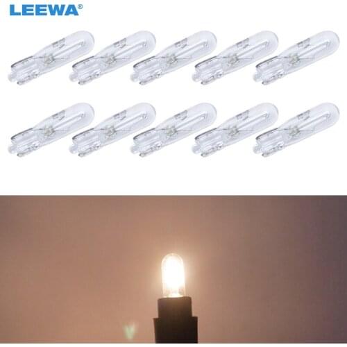 LEEWA 10pcs/box Warm White Car T5 Wedge 12V 1.2W Halogen Bulb External Halogen Lamp Replacement Dashboard Bulb Light #CA2933
