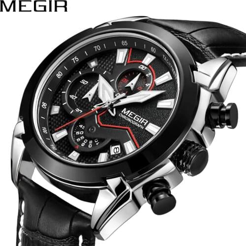 MEGIR Chronograph Sport Watch Men Luxury Creative Quartz Wrist Watches Clock Men Relogio Masculino 2065 Army Military Wristwatch