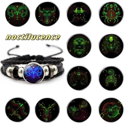 12 Zodiac Signs Constellation Charm Bracelet Men Women Fashion Multilayer Weave leather Bracelet & Bangle Birthday Gifts
