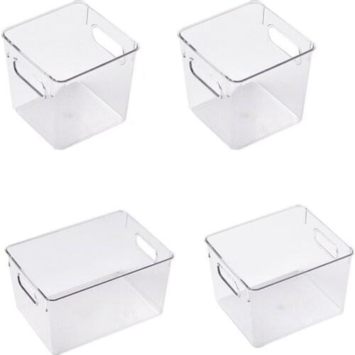 Set of 4 Pantry Organizer Bins Household,Plastic Food Storage Basket with Handles for Kitchen,Cabinets,Refrigerator