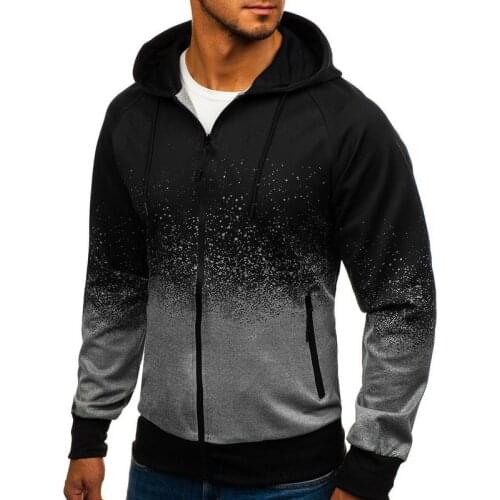 New mens casual Harajuku gradient cardigan autumn zipper cardigan long-sleeved jacket