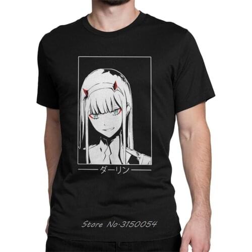 New Zero Two Darling In The Franxx White Anime Manga T Shirt Men Tshirt Tops Hipster T-Shirt Anime O-Neck Cotton Tees