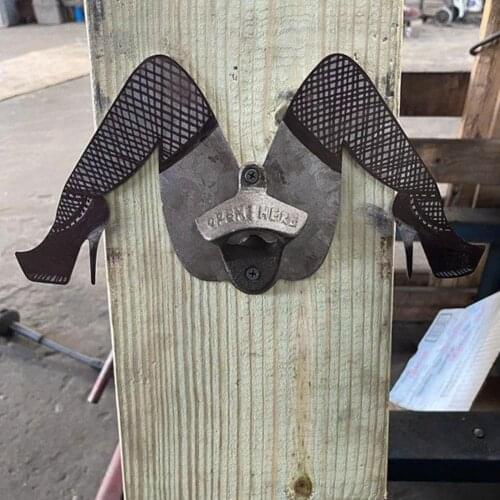 Bottle Opener Practical Wall Mountable Iron Metal Art Funny Legs Shape Manual Beer Opener for Home