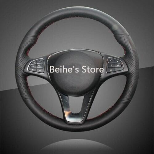 Car Hand Stitched Auto Braid On The Steering Wheel Cover for Benz C180 C200 C260