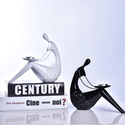 Simple Modern Resin Abstract Girl Candlestick Book Standing Ornaments Home Livingroom Study Room Furnishings Decoration Crafts