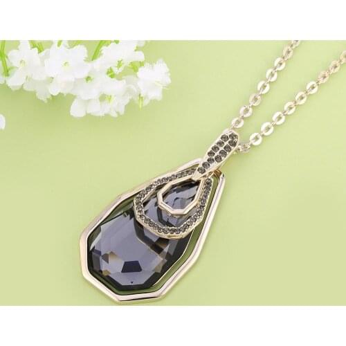 Luxury Big Rhinestone Pendant Neckalce for Women Statement Long Sweater Chain Female Necklace High Quality Jewelry Gift 2021