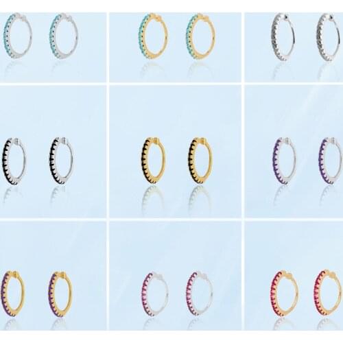 European And American Fashion Retro Earrings Circle For Women Colorful Zircon Round Hoop Earrings Couple Personalize Accessories
